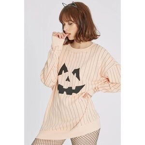 Wildfox Jack O Lantern Pumpkin Striped Road Trip Sweatshirt